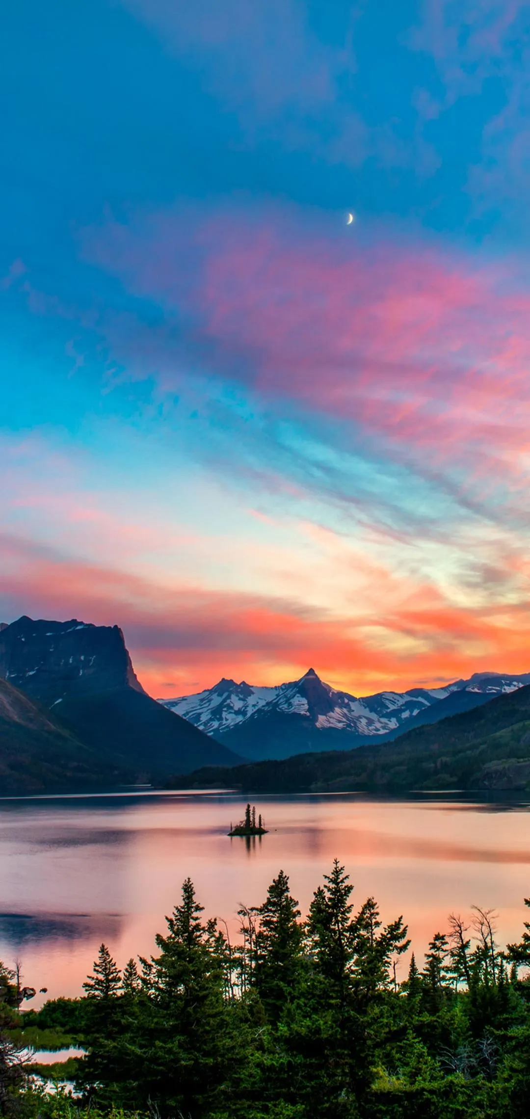 Colorful Sunset Over Mountains Scenic Free Wallpaper