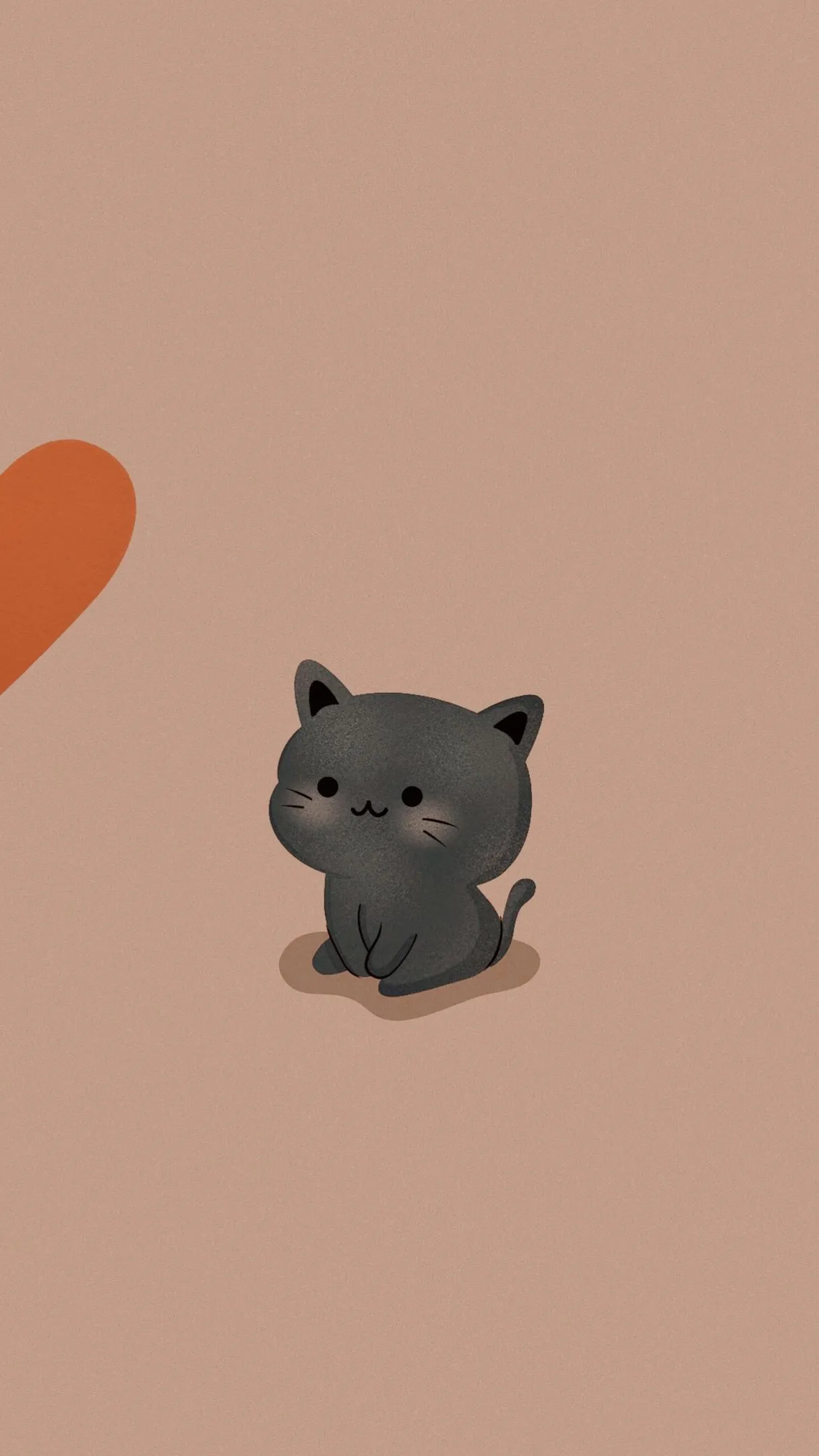 Cute Cat on Soft Beige Minimal Aesthetic Wallpaper HD