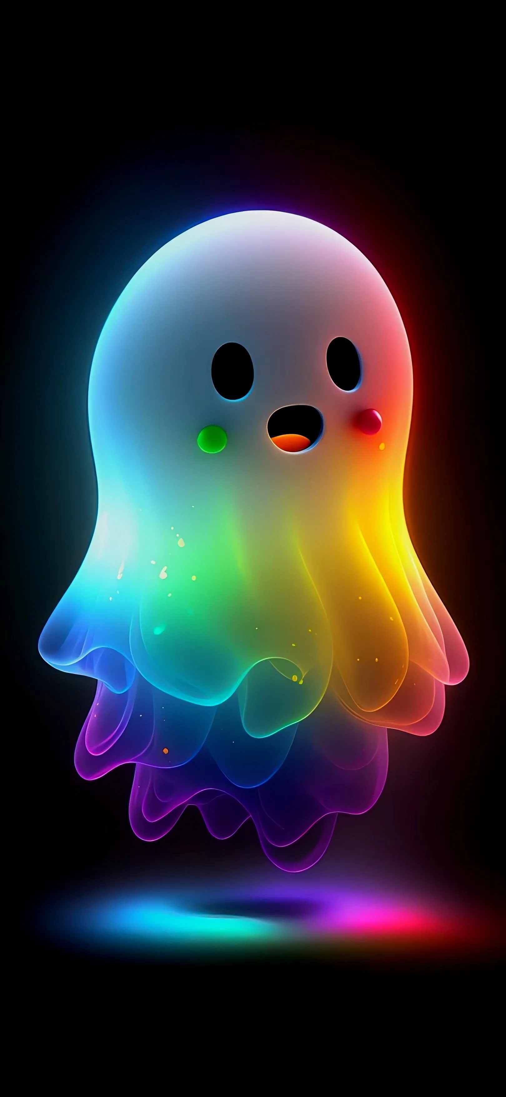 Cute Neon Glowing Ghost Cartoon free Mobile Wallpaper