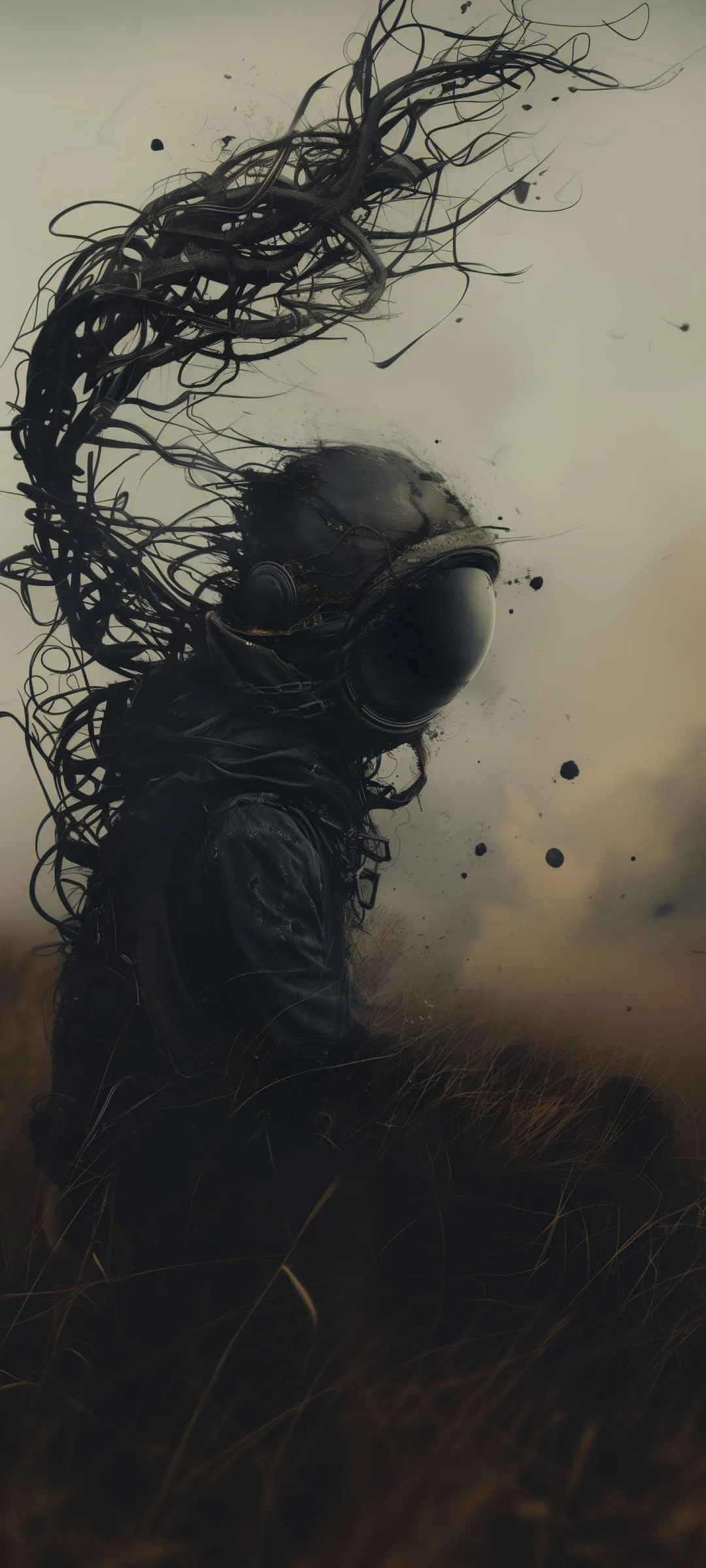 Dark Portrait Silhouette with Artistic Dust Effect Wallpaper