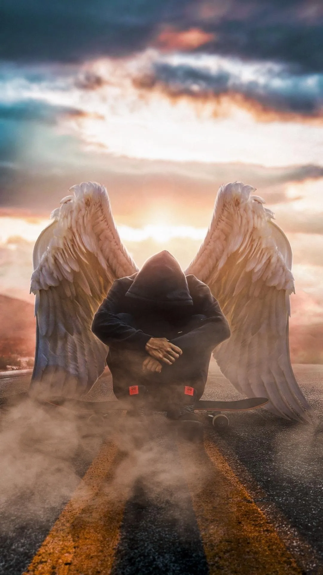 Fallen Angel Finds Hope Amid Mist and Morning Light