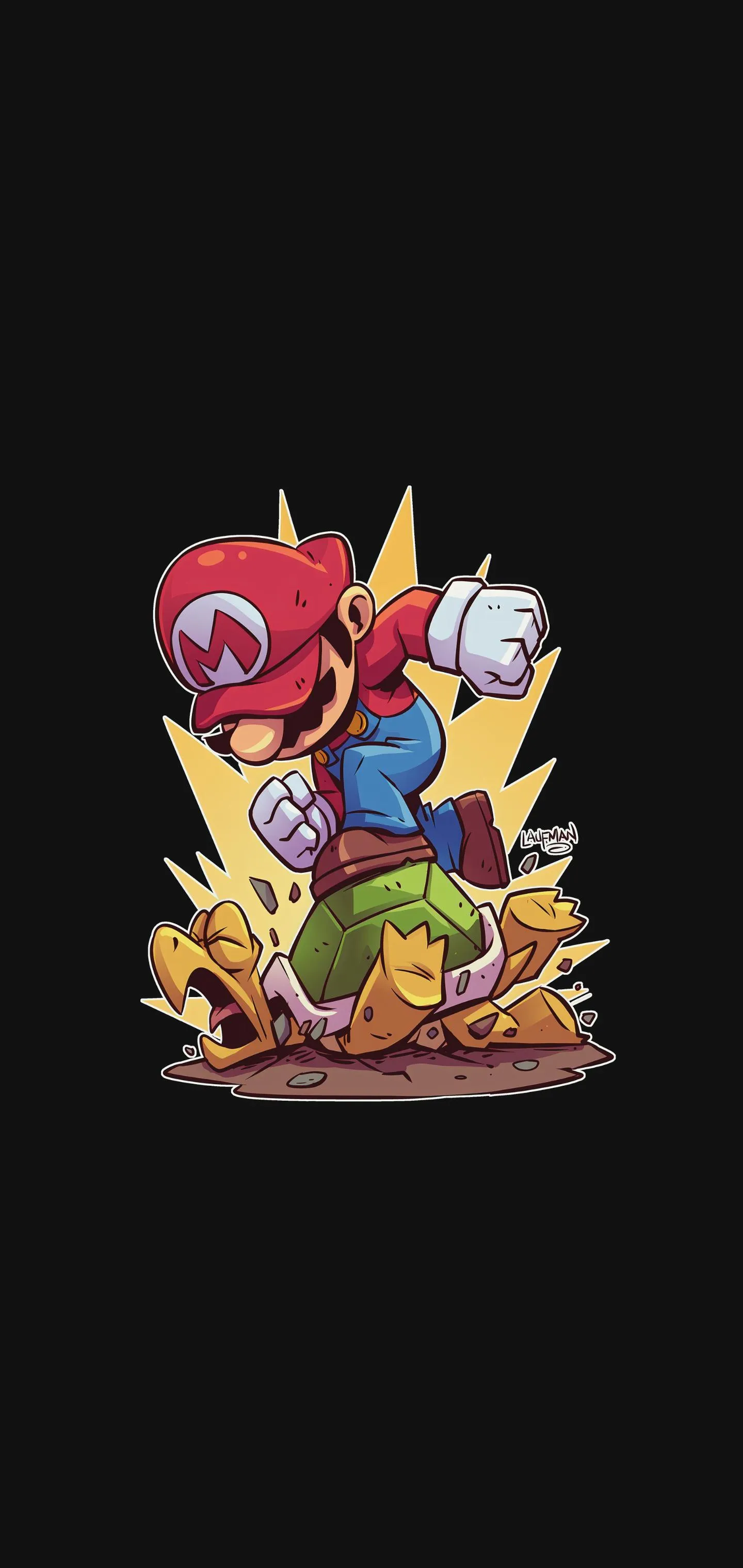 Fiery Mario Character with Dynamic Energy Glow Wallpaper