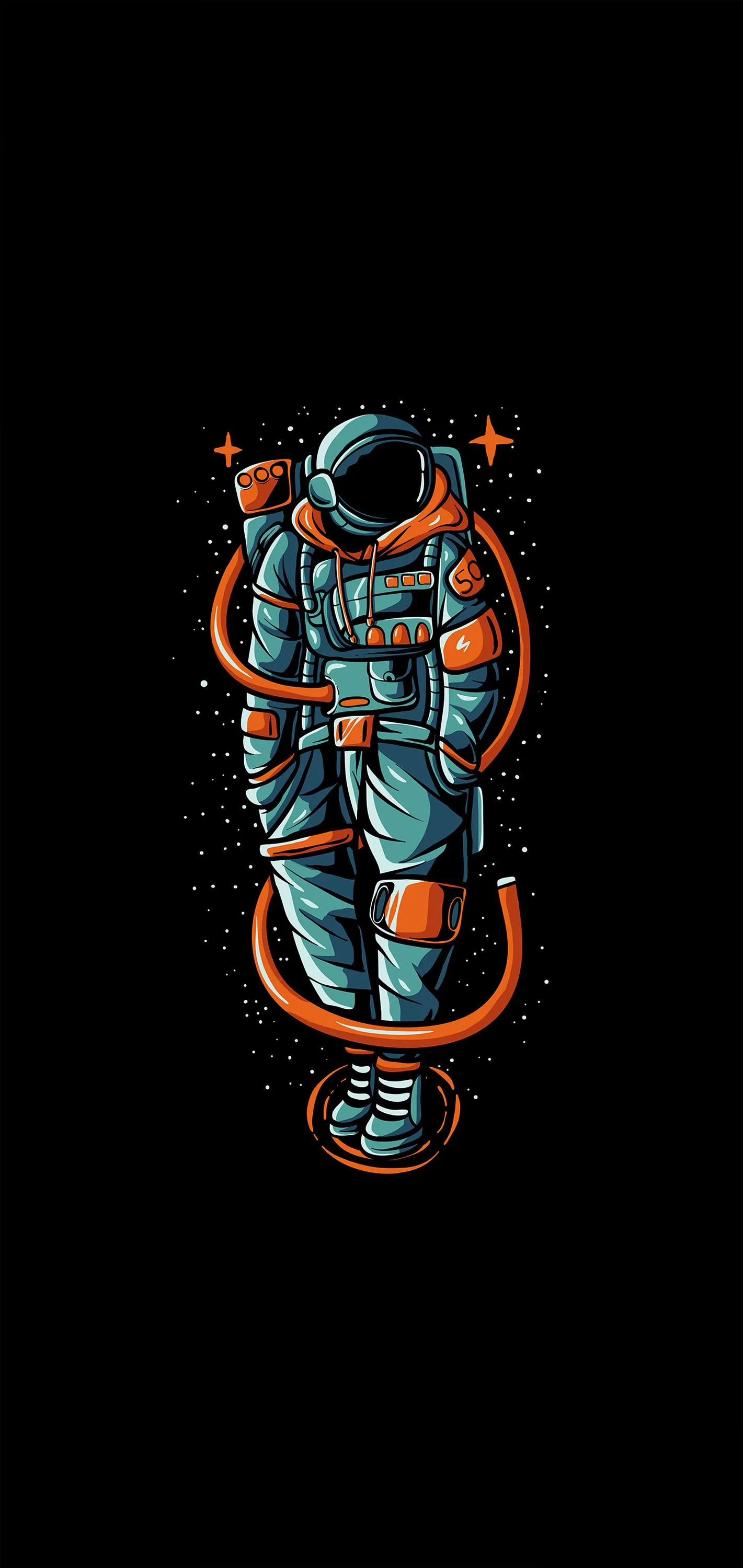 Futuristic Astronaut Floating in the Depths of Space