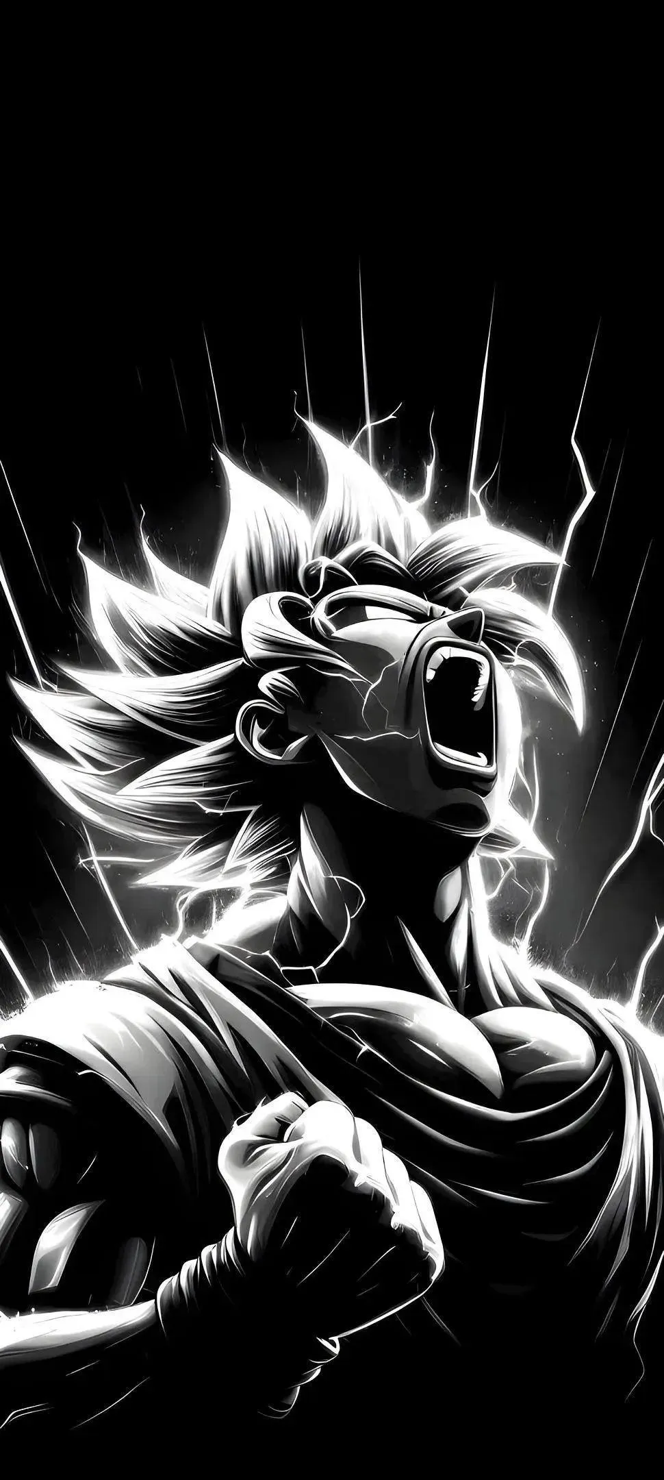 Goku Unleashing Powerful Energy with Intense Emotion