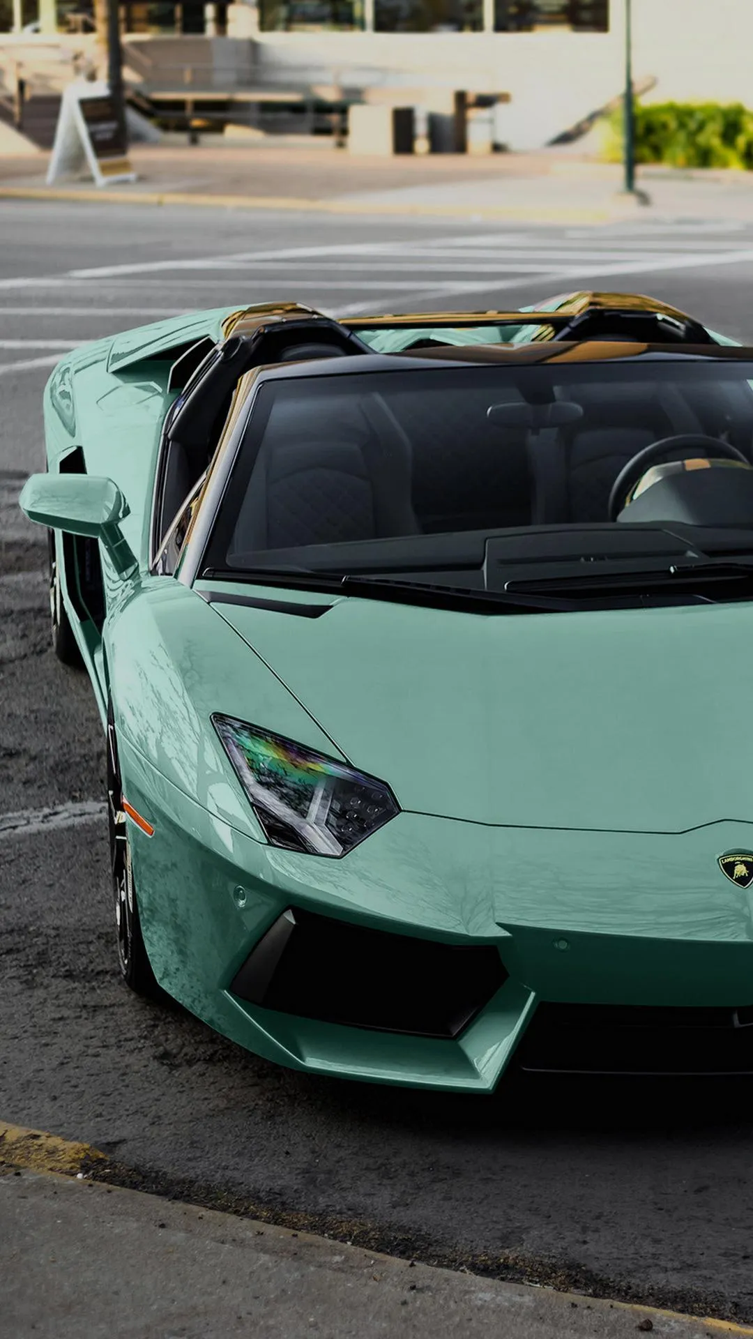 Green Lamborghini Parked in Sunlight Car Wallpaper