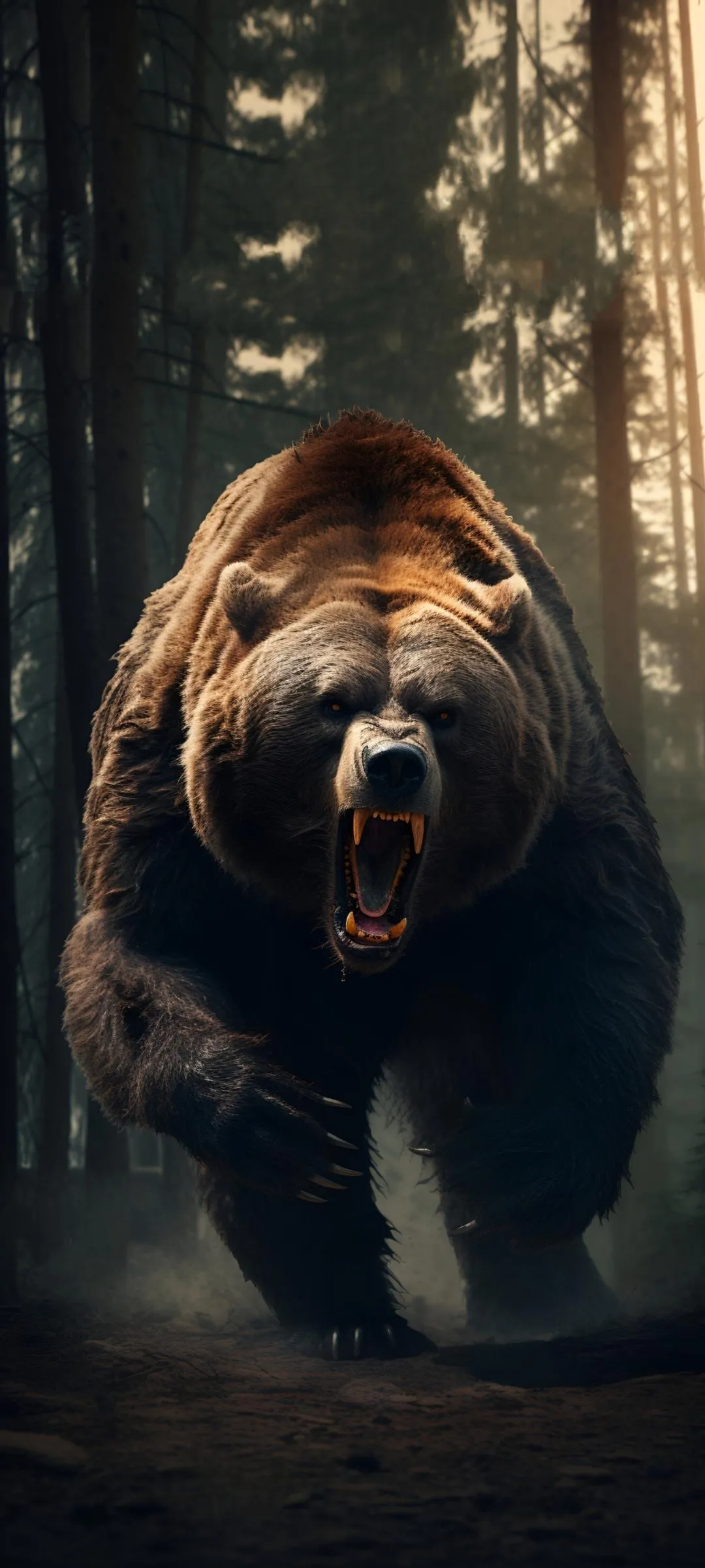 Majestic Brown Bear in Forest Wildlife Portrait Wallpaper