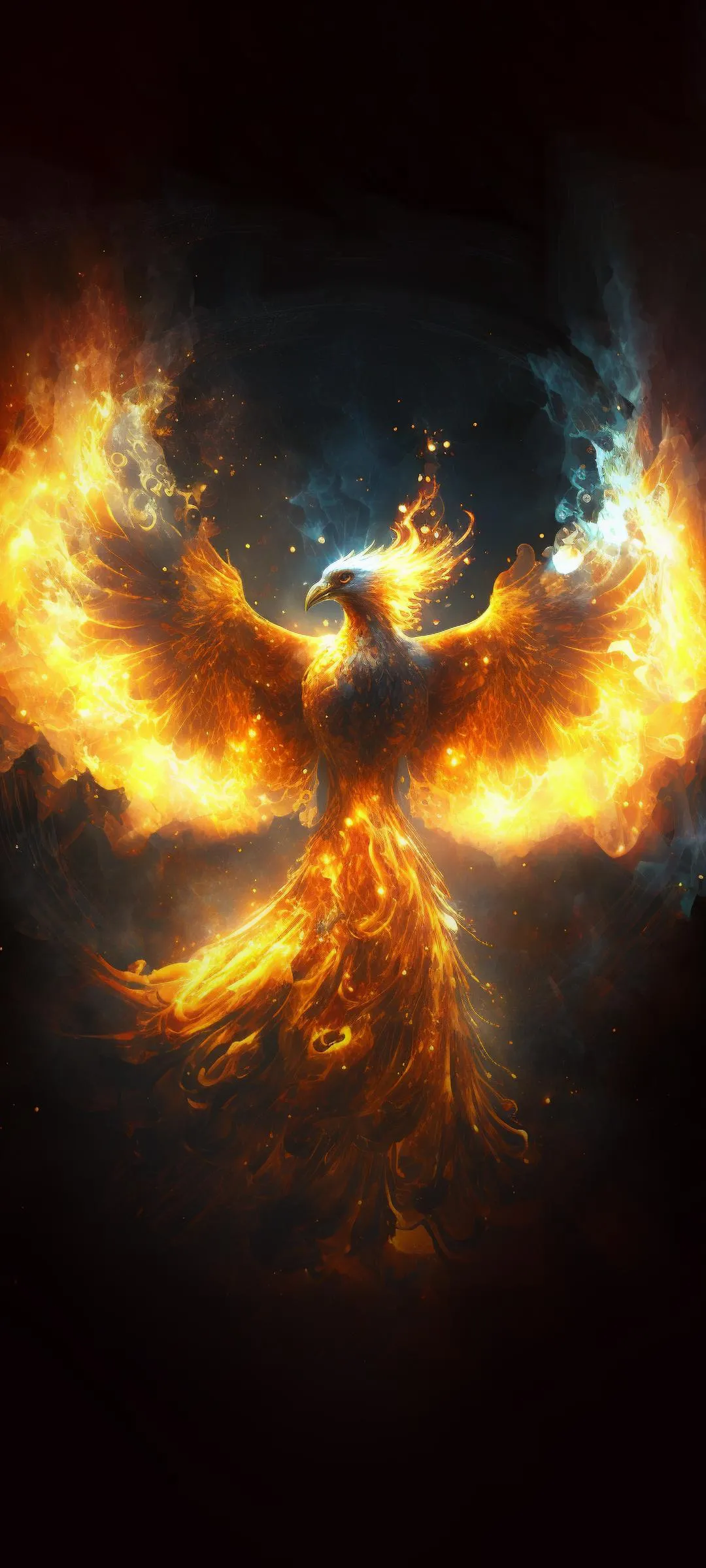 Majestic Phoenix Rising in Flames of Rebirth Glory