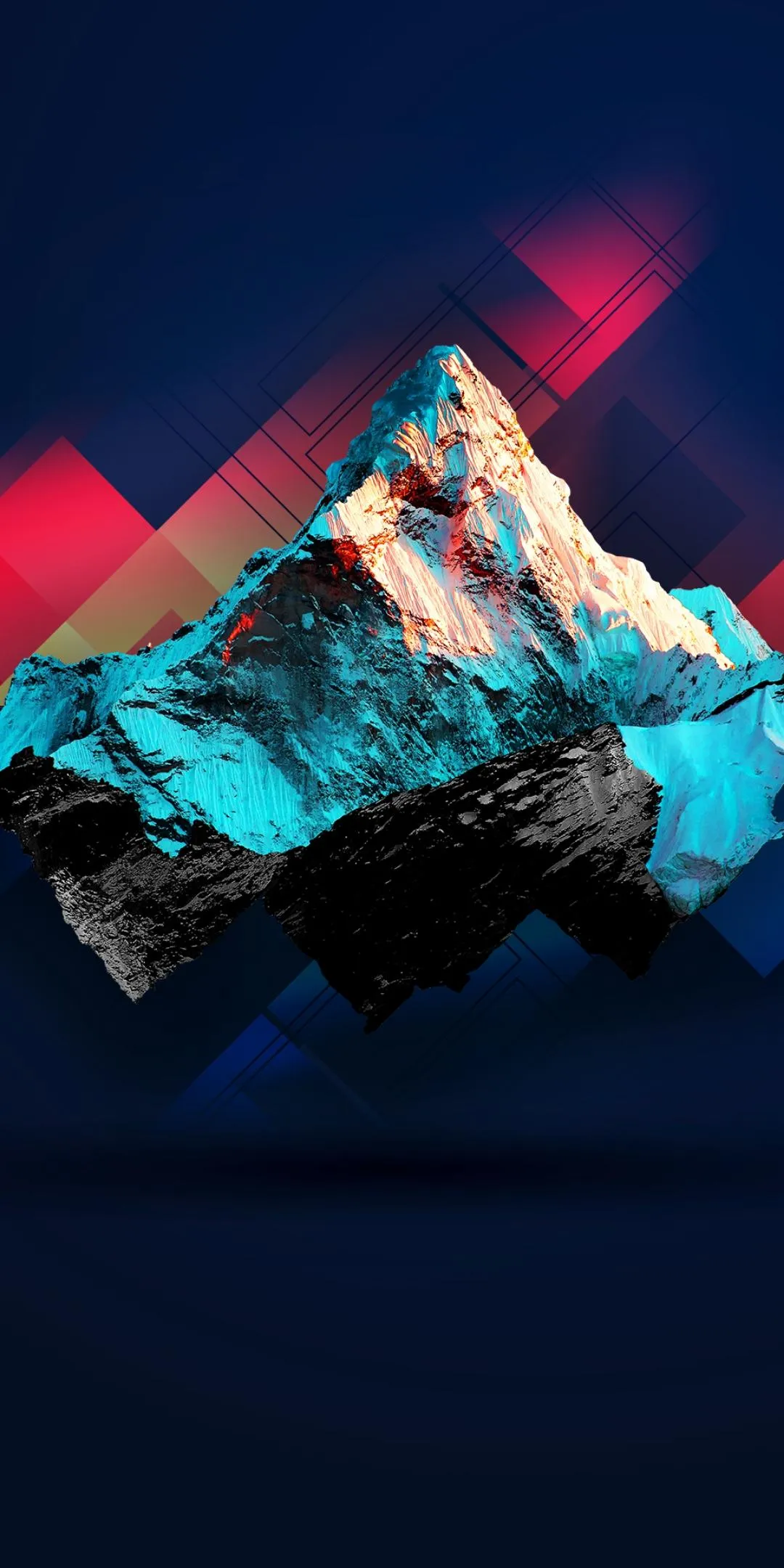 Neon Mountain Geometric Abstract Digital Art Wallpaper