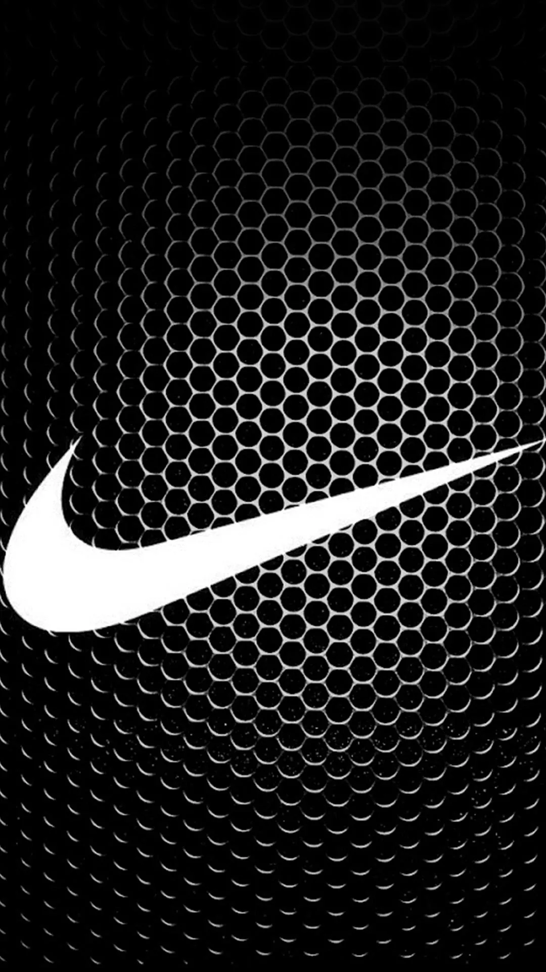 Nike Logo on Black Textured Carbon Background Wallpaper