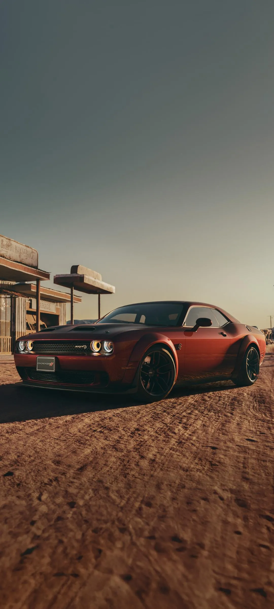 Off Road Adventure Vehicle under Warm Golden Sky Wallpaper