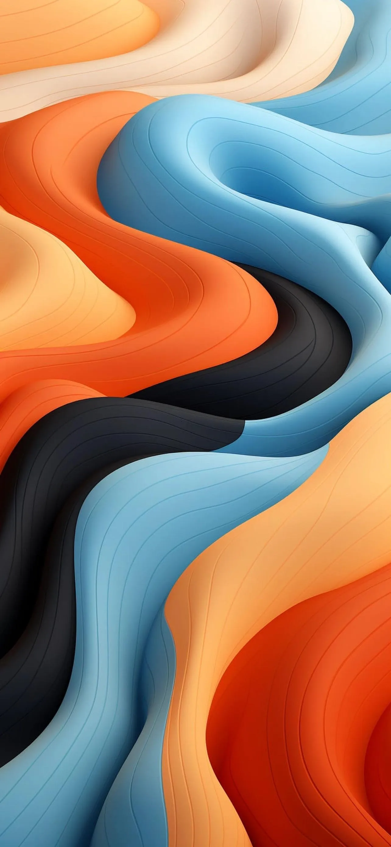 Orange Blue 3D Abstract Wave Pattern Wallpaper Background