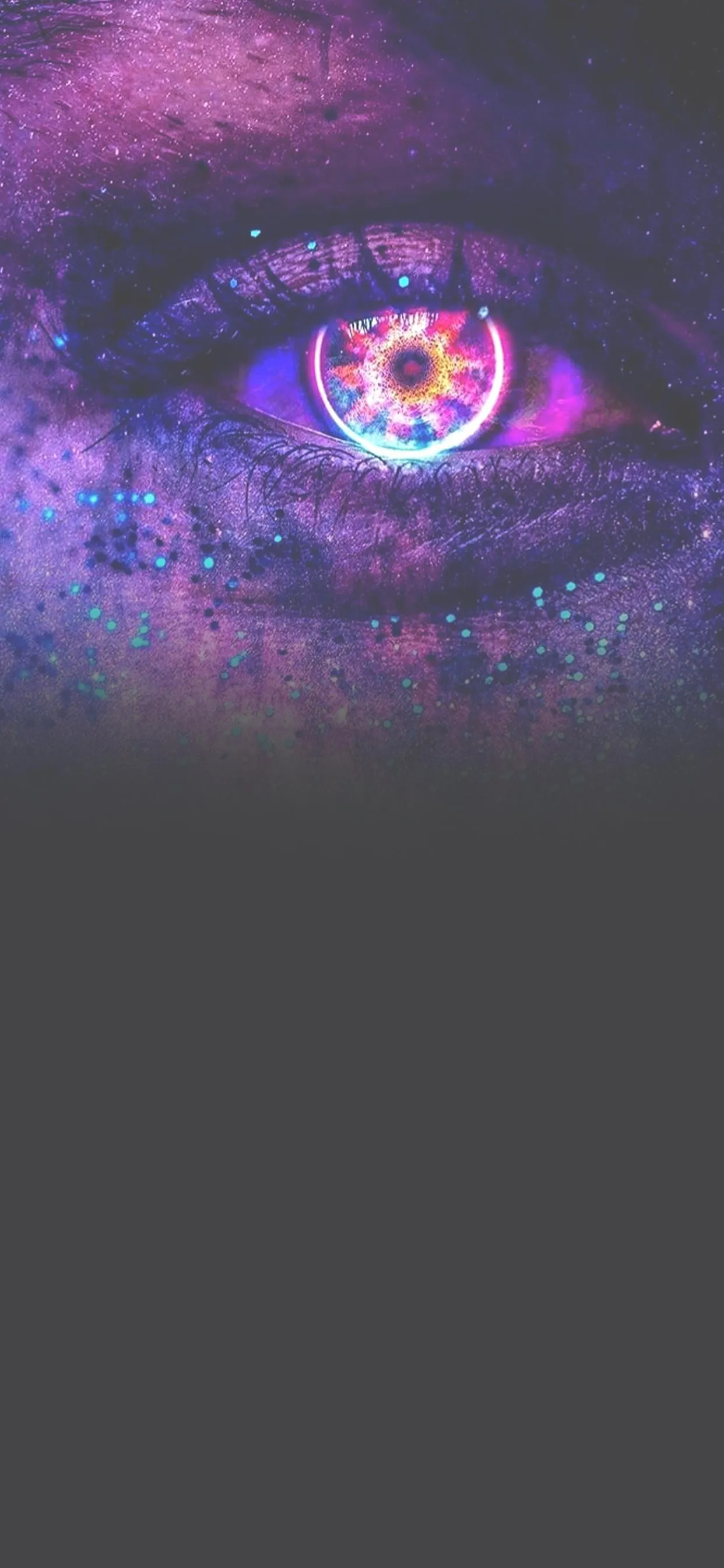 Purple Eye Glowing in Darkness Fantasy Art Wallpaper