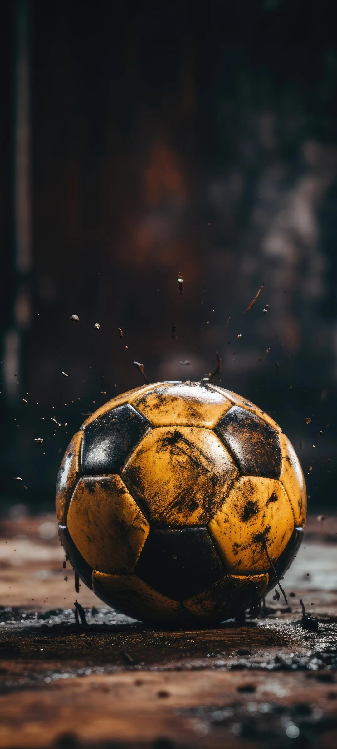 Rusty Golden Football on Ground Grunge Style Wallpaper