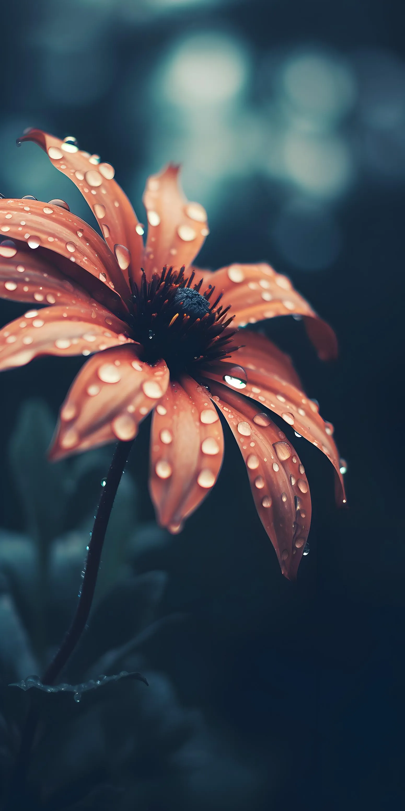 Soft Focus Flower with Blue Background Art Wallpaper