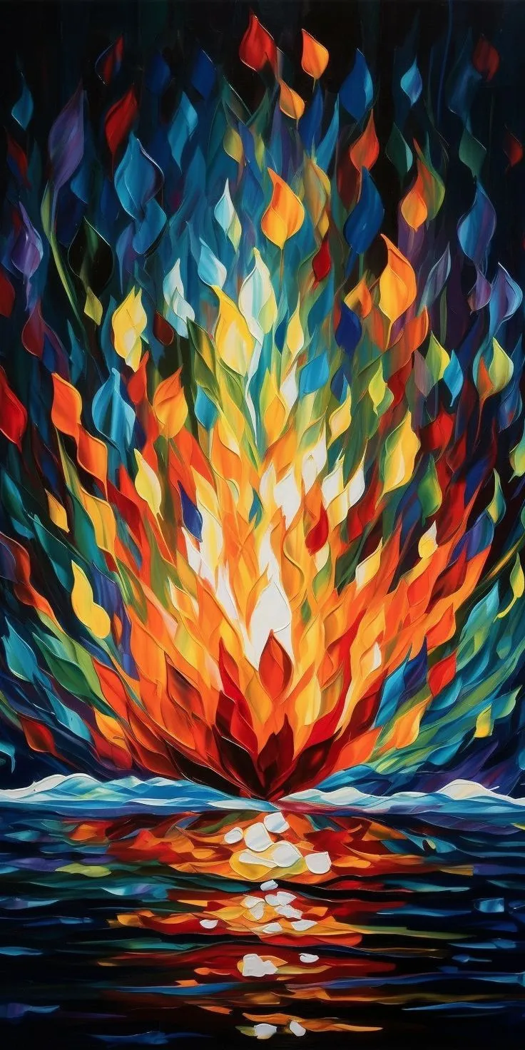 Vibrant Color Burst Abstract Flame Free Art Wallpaper