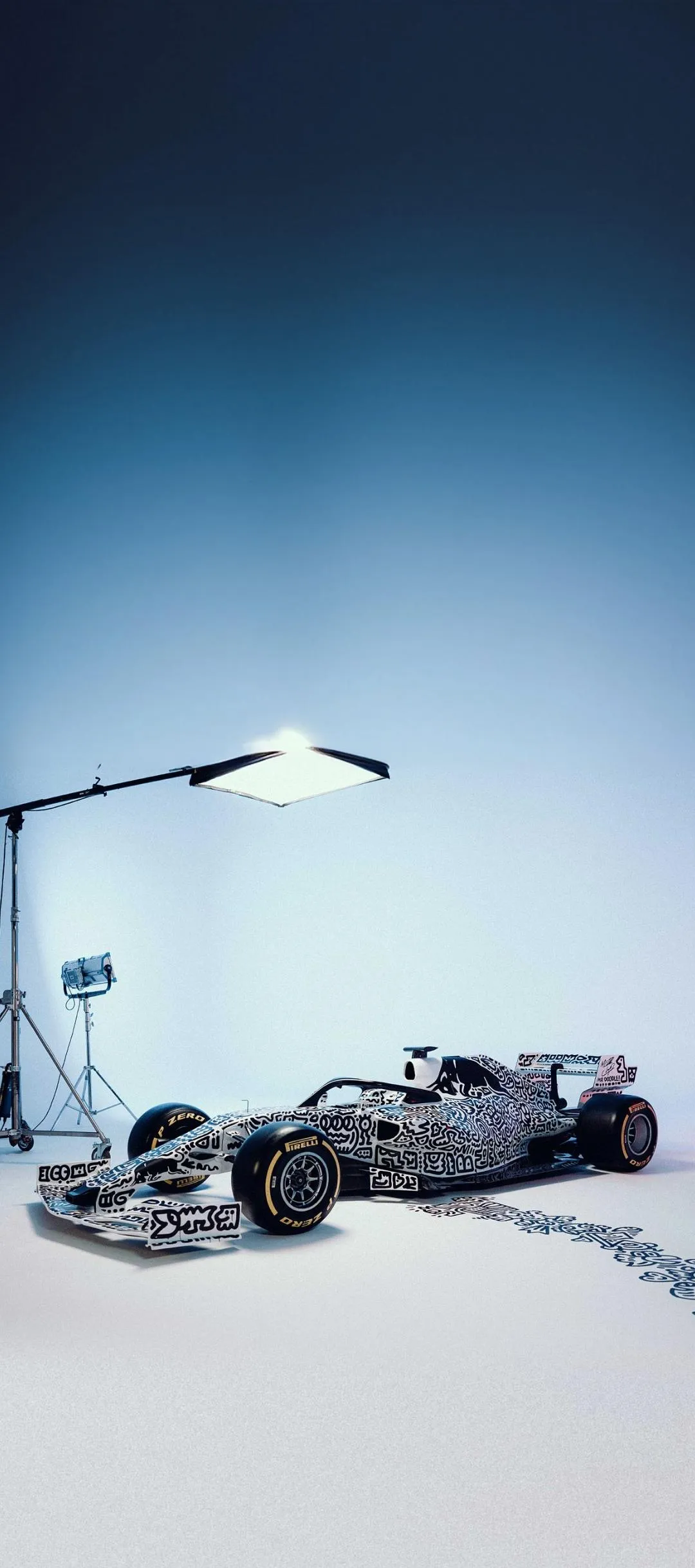 White Sports Car in Snow Desert Landscape Wallpaper