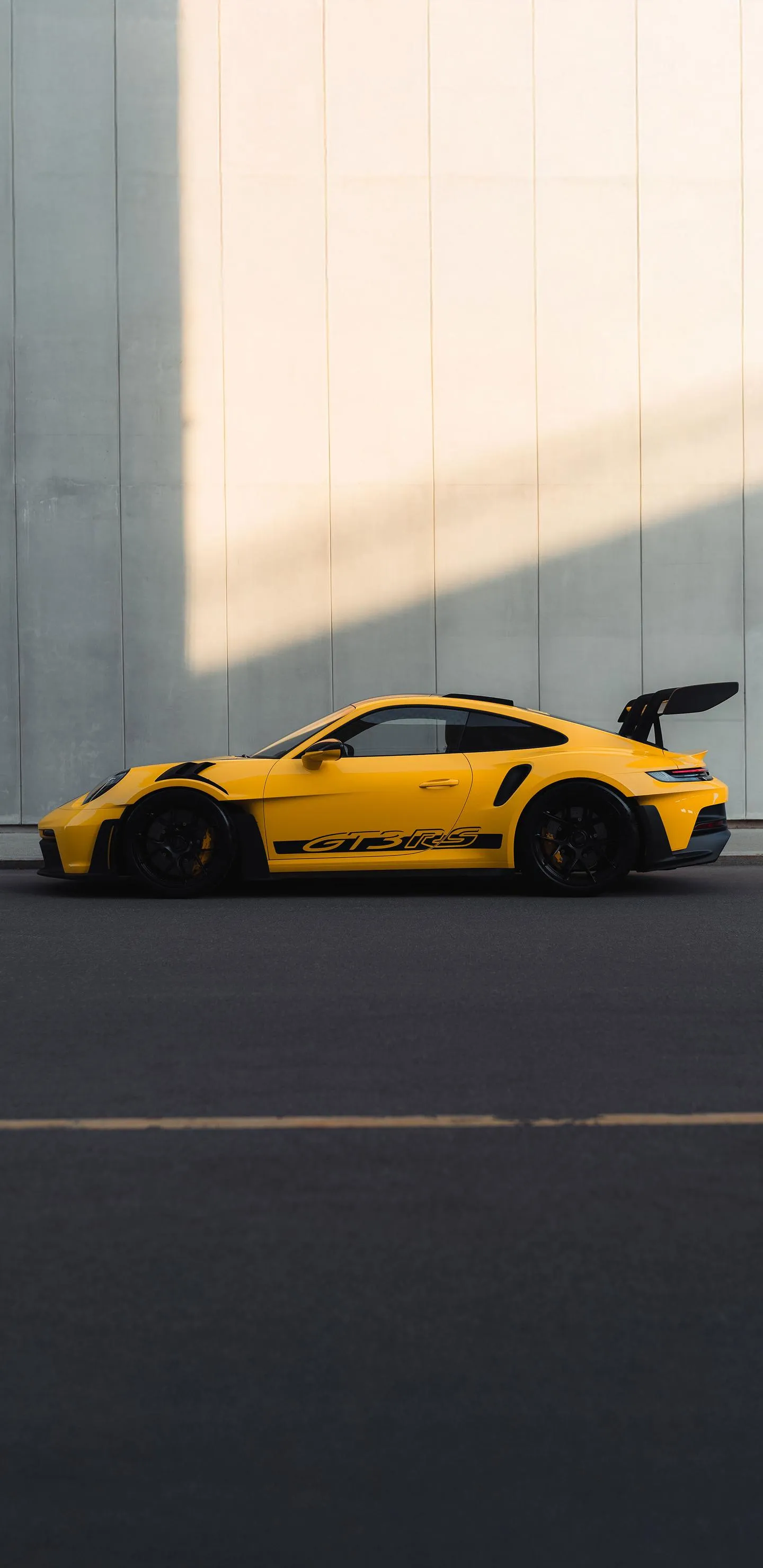 Yellow Supercar Passing City Street Photography HD