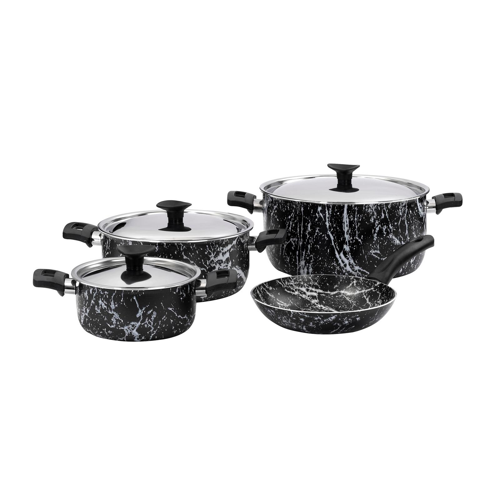 Grandi Cook Marble Blus Set 7Pcs Stewpot 16-20-26 + Frypan 20 Granite Blue