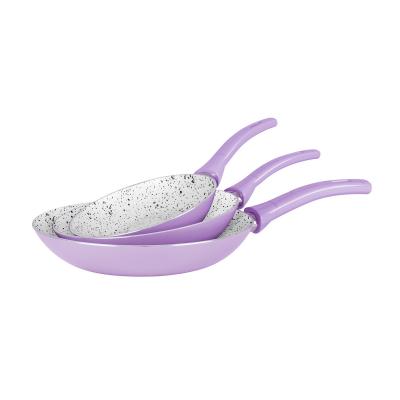 Grandi Cook Pop Frypan Set 18-22-26 Pink And Granite Black