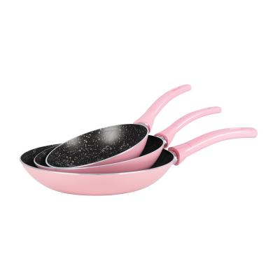 Grandi Cook Pop Frypan Set 18-22-26 Pink And Granite Black