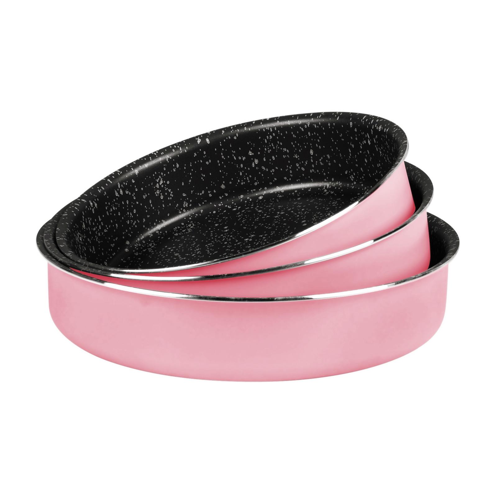 Grandi Cook Pop Round Oven tray 22-24-28 Pink And Granite Black