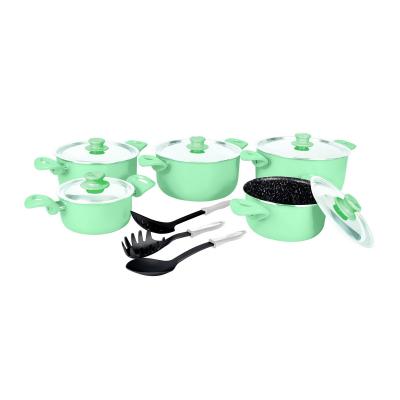 Grandi Cook Pop set 10 pcs Stewpot 18-20-22-24-28+3 kitchen tools Green And Granite Black