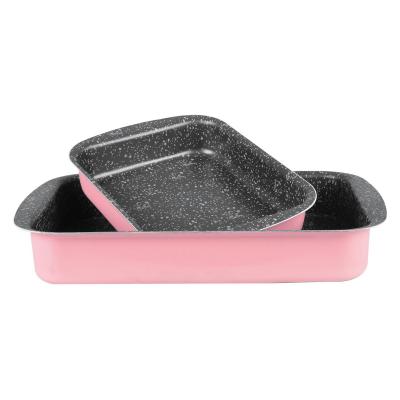 Grandi Pop Rectangular Oven tray Set 25-30 Pink And Granite Black