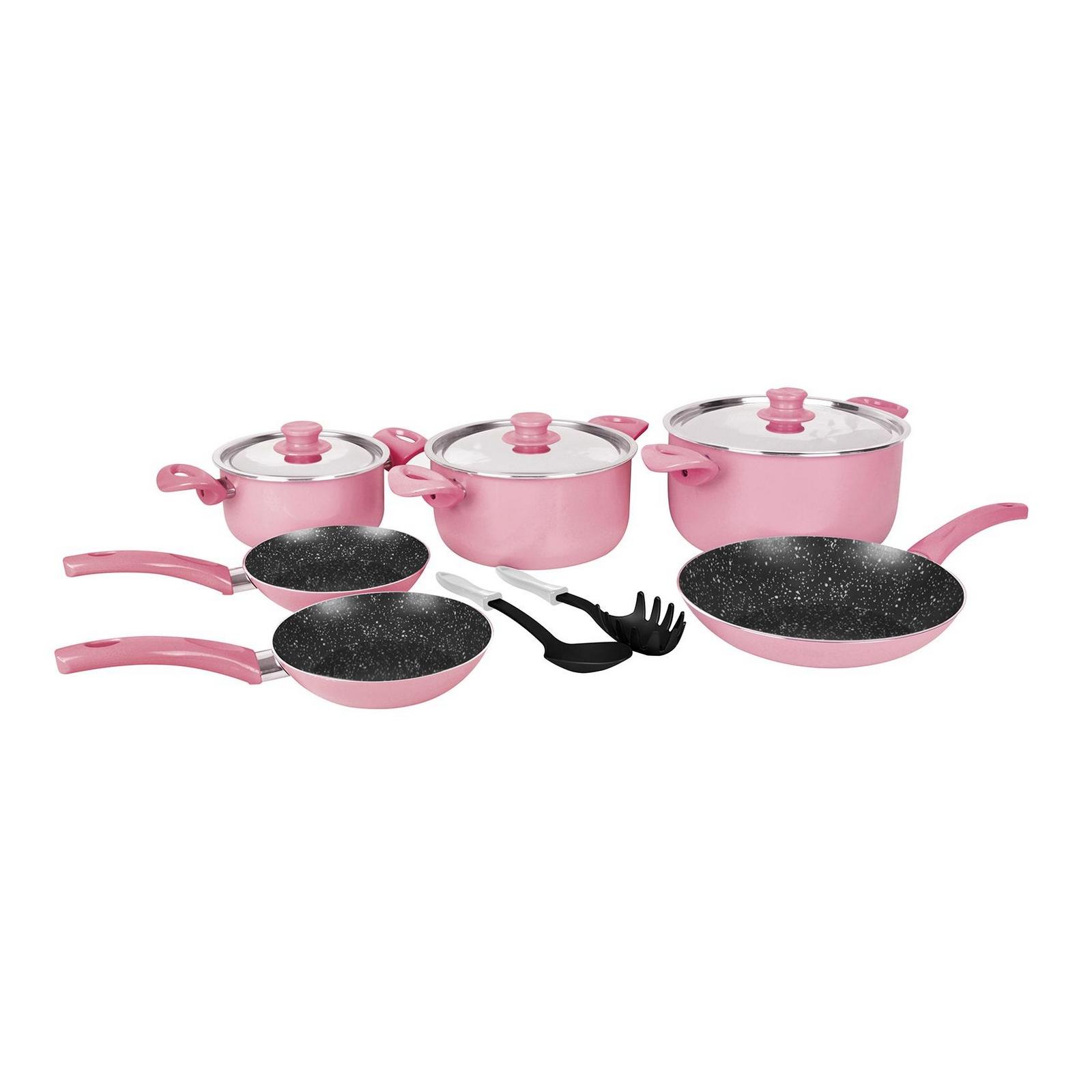 Grandi Cook Pop set 11 pcs Stewpot 16-20-26+ Fry Pan 20-22-26 + 2 Kitchen Tools Free Granite Black