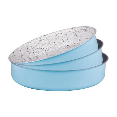 Grandi Cook Pop Round Oven tray Set 22-26-28 Baby Blue And Granite White