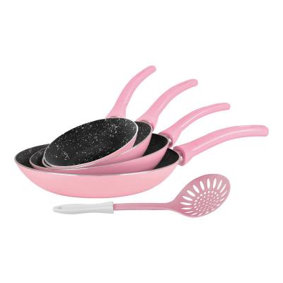 Grandi Cook Pop Fry Pan Set 16-22-24-26 + Kitchen tool Baby Blue And Granite Black