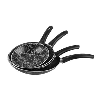 Grandi Cook Marble Fry Pan Set 16-20-22-26 Marbel Black