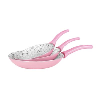 Grandi Cook Pop Frypan Set 18-22-26 Pink And Granite Black