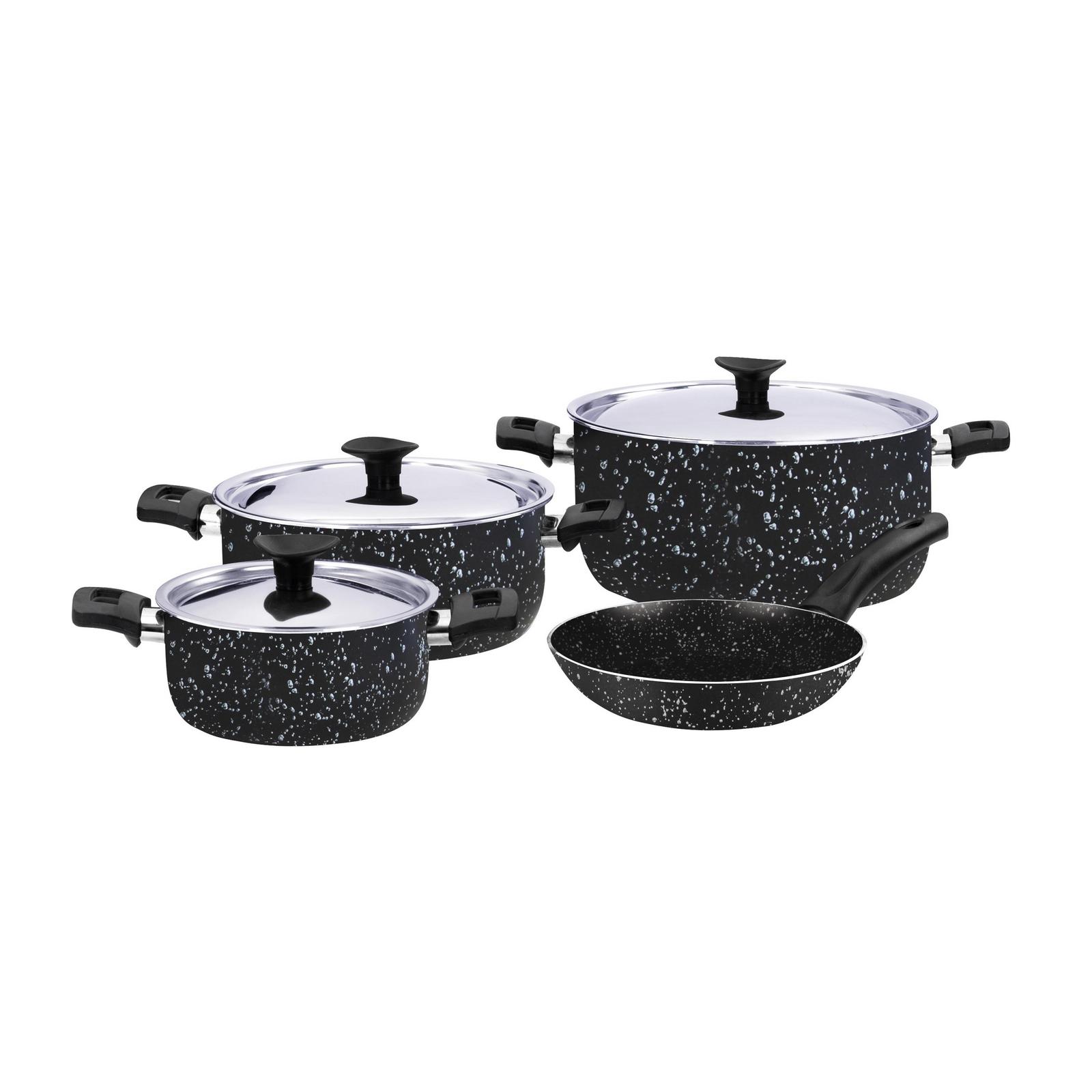 Grandi Cook Marble Blus Set 7Pcs Stewpot 16-20-26 + Frypan 20 Granite Blue