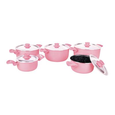 Grandi Cook Pop set 10 pcs Stewpot 16-18-20-22-26 Pink And Granite Black