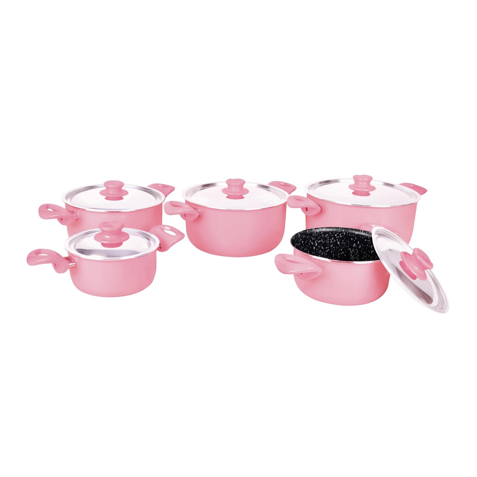 Grandi Cook Pop set 10 pcs Stewpot 16-18-20-22-26 Pink And Granite Black
