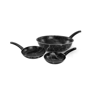 Grandi Cook Marble Wok 26 + Frypan 18-22 Marbel Black