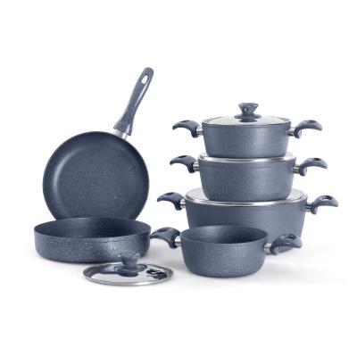 Grandi Cook Titanium set of 10 pcs Stewpot 18-20-22-28 + Frypan 26 + Round Oven tray 26 (2.5 mm) Granite Gray