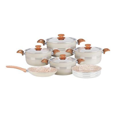 Grandi Cook Wood set 10 pcs Stewpot 18-22-24+Frypan 24+Round Oven tray 24 Woody Black