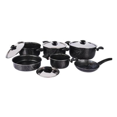 Grandi Cook Wood set 10 pcs Stewpot 16-22-24-28+Frypan 20+Round Oven tray 22 Woody Black