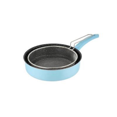 Grandi Cook Saute Pan 26+ Stainless Steel Strainer Baby Blue And Granite Black