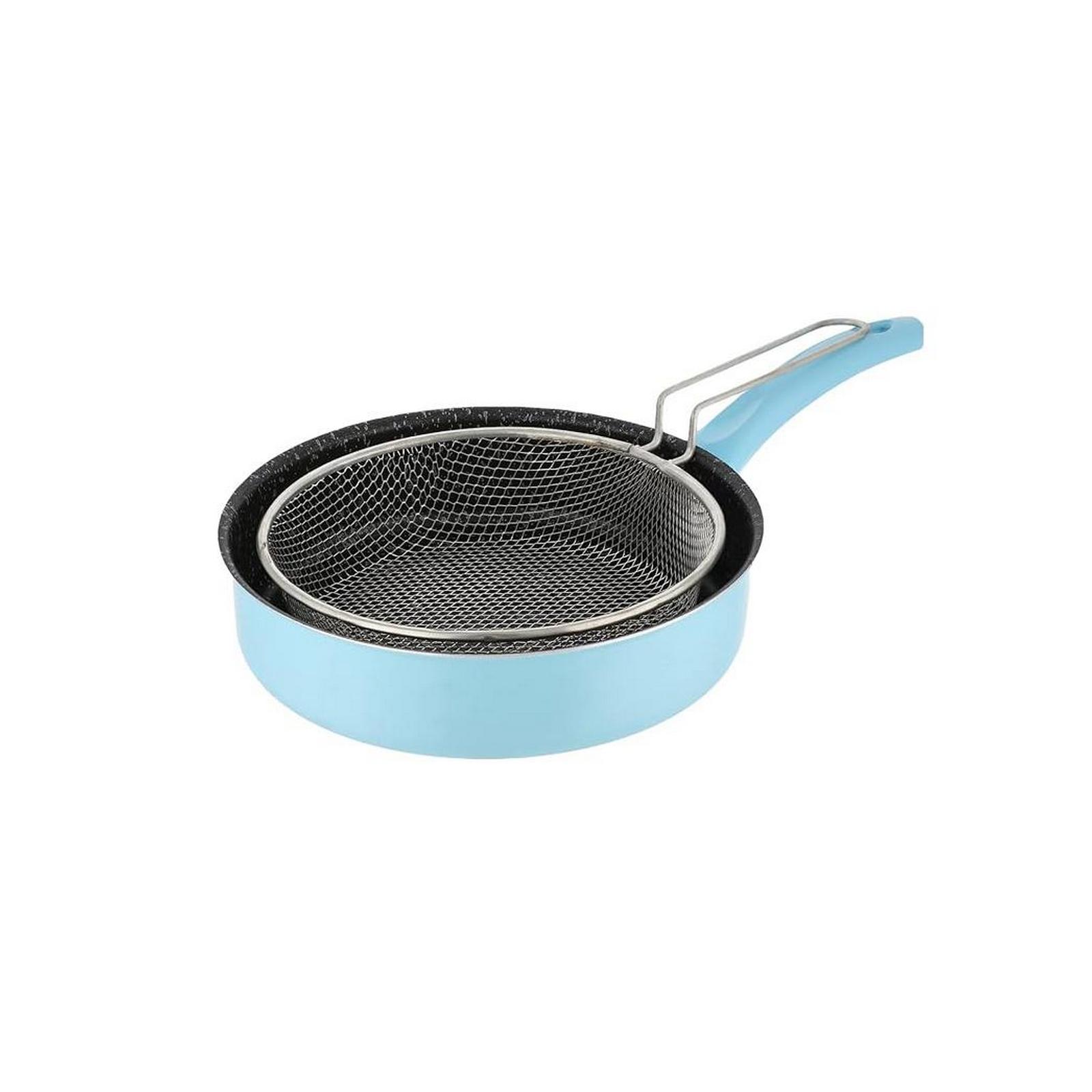 Grandi Cook Saute Pan 26+ Stainless Steel Strainer Baby Blue And Granite Black