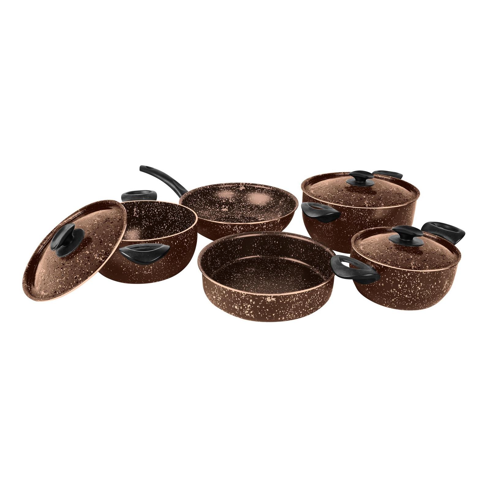 Grandi Cook Retro set 8 pcs Stewpot 18-22-26+Wokpan 26+Round Oven tray 22 Granite Black