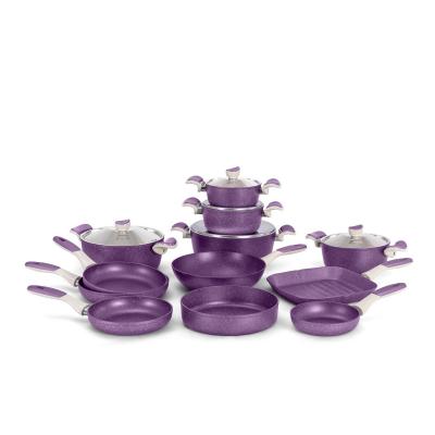 Grandi Cooking Castello Set 17 Pcs Stewpot 18-20-22-26-28+ Frypan 18-22-24-26+ Oven Tray 26+ Grill 28 + Wok 30 (3.5m) Granite Brown