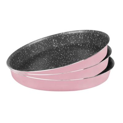 Grandi Cook Pop Pizza Tray set 26-28-30 Pink And Granite Black