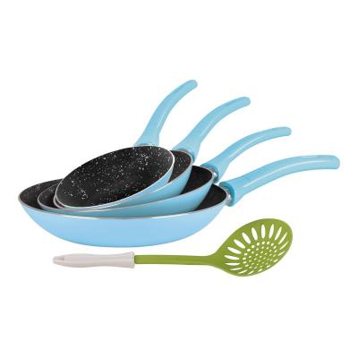 Grandi Cook Pop Fry Pan Set 16-22-24-26 + Kitchen tool Baby Blue And Granite Black