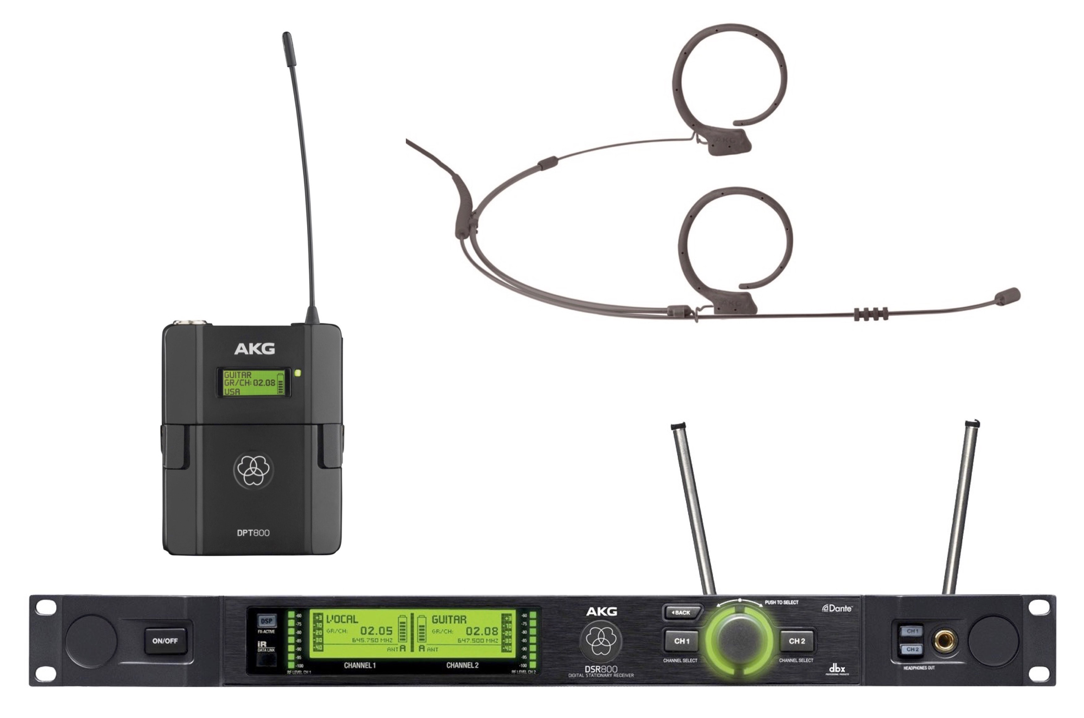 AKG DMS800 SET DPT-HC82 Système Numérique Sans Fil Avec Émetteur de Poche DPT800 & Micro Serre-Tête Omni HC82 MD — AKG