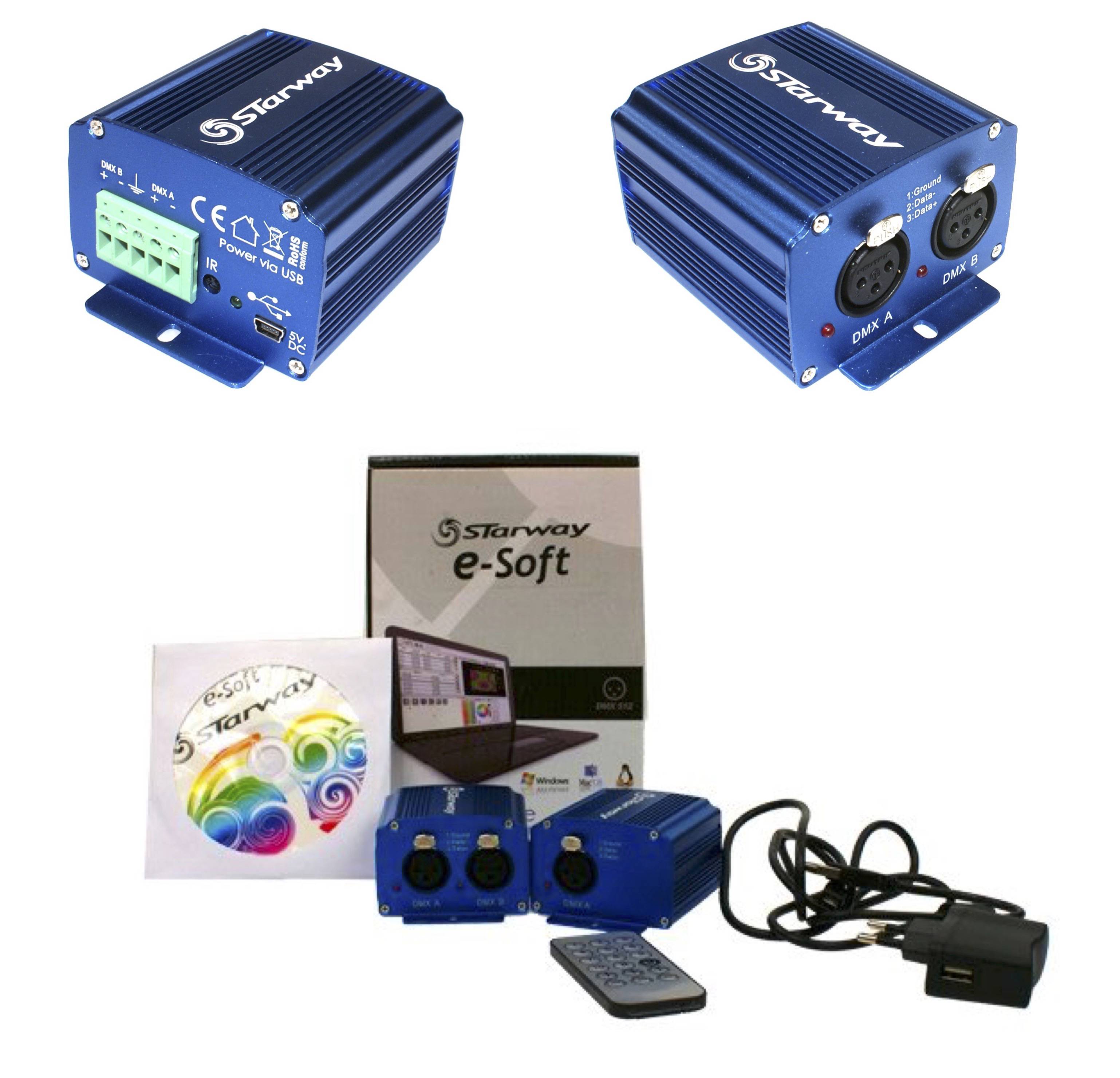 STARWAY E-BOX 1024 Boitier de Gestion DMX lié au Logiciel E-Soft — Starway