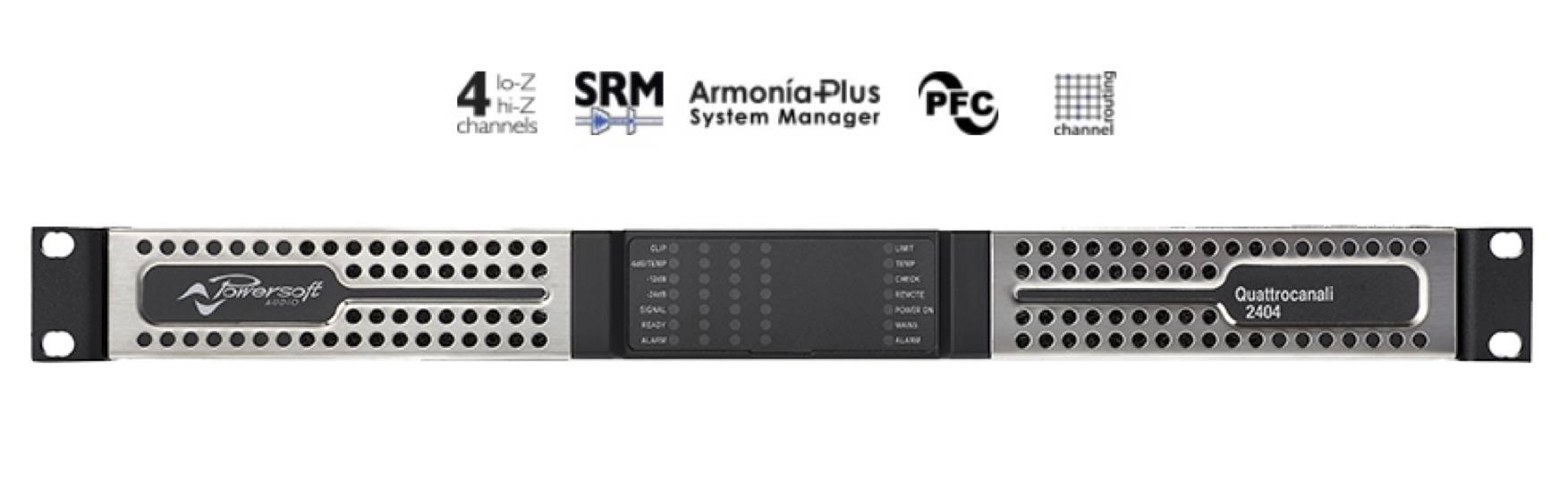 POWERSOFT QUATTROCANALI 2404 Amplificateur de Puissance 4 x 600 watts avec DSP + AES67 — Powersoft