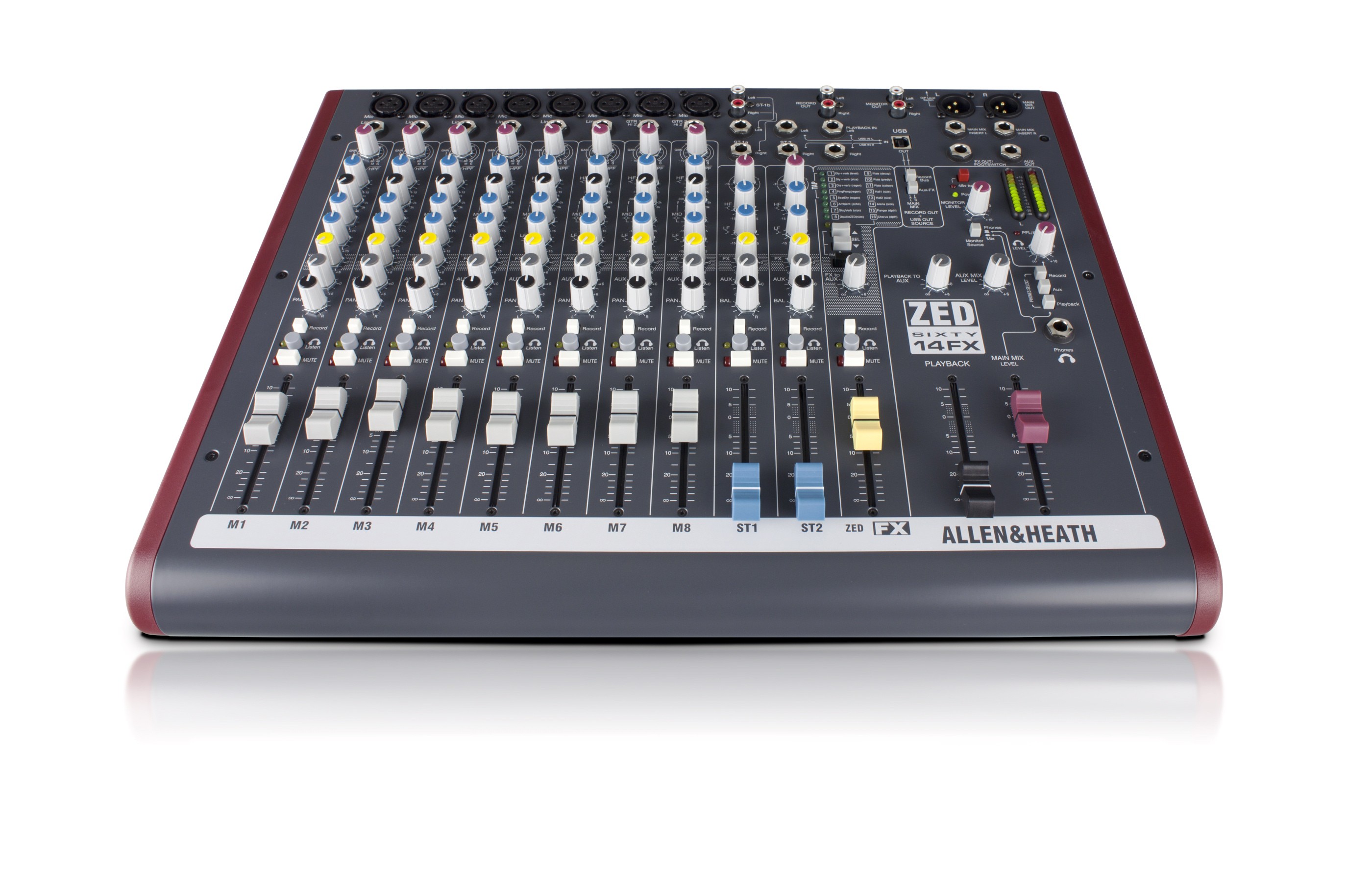 Allen & Heath ZED60-14FX Console de Mixage 8 Entrées Mono 2 Stéréo 2 Aux et Sortie USB avec Effets — Allen & Heath