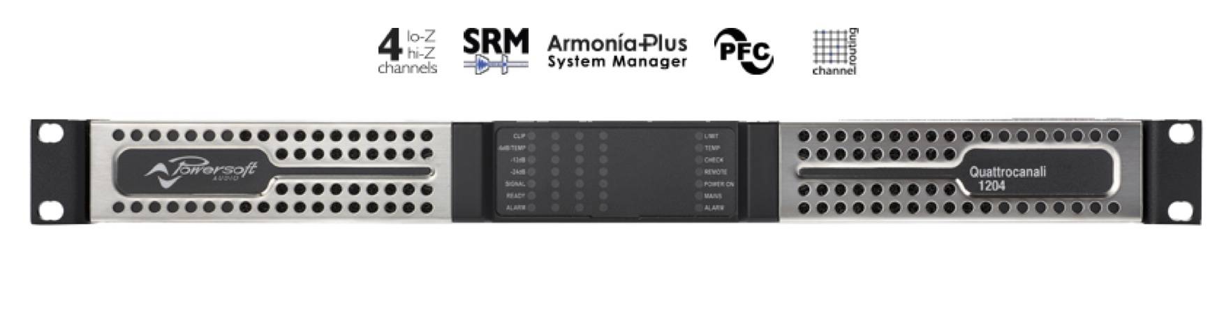POWERSOFT QUATTROCANALI 1204 Amplificateur de Puissance 4 x 300 watts avec DSP + DANTE — Powersoft
